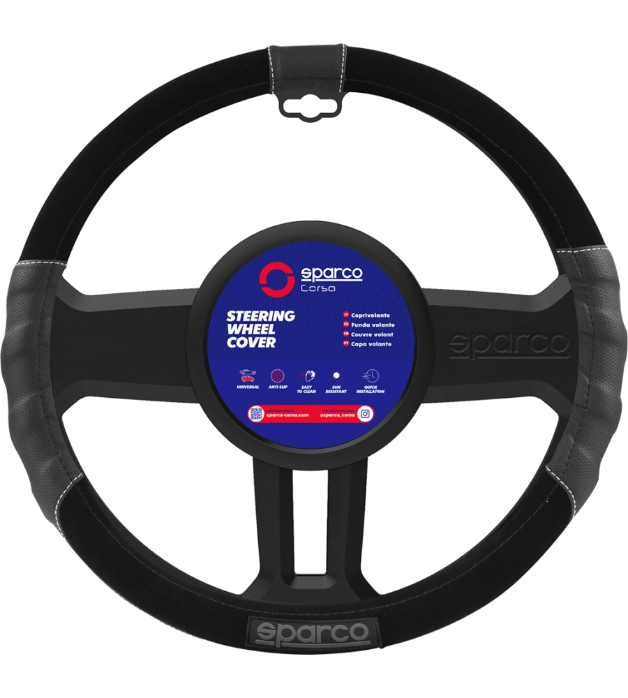 COPRIVOLANTE AUTO UNIVERSALE SPARCO GRIGIO/NERO ANTISCIVOLO - SPC1108
